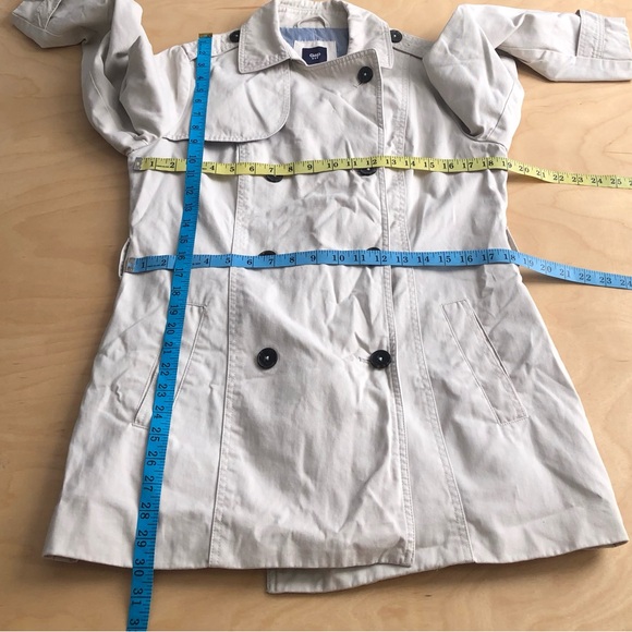 GAP Slick Rock Trench Coat Beige Double Breasted Medium Cotton Belted Outwear. - Picture 9 of 11